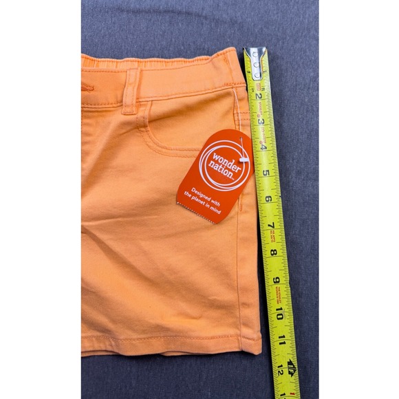 Wonder Nation Girls‎ Orange Denim Shorts Elastic Waist Size Large (10-12) NWT - Picture 5 of 6